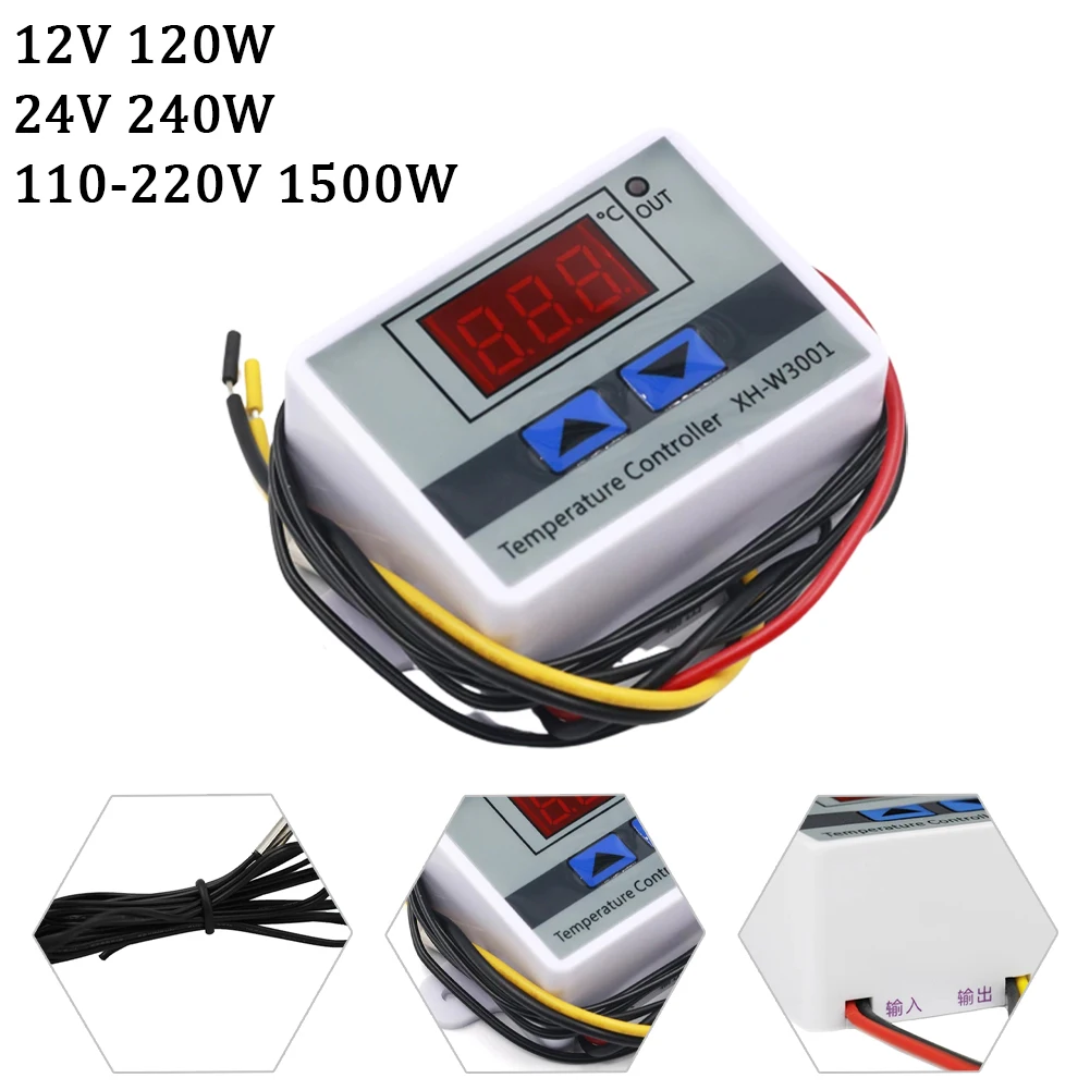 Controlador de temperatura, termostato para máquinas de marisco, terrário, incubadora de biotério 12-220V, aquecedor solar de água digital