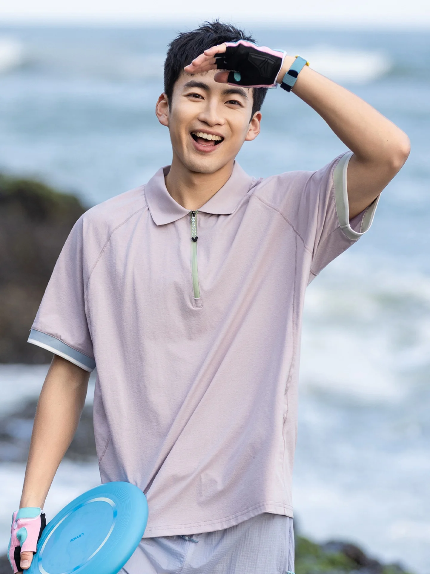 Mmopotop Unisex Loose Fit Short Sleeve Shirt Quick Dry Outdoor Sportswear Casual Trendy Turn-down Collar Top for Youth