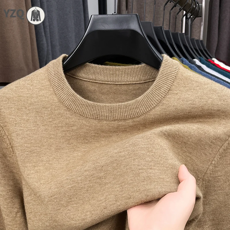 

Men's Casual Sweater 2025 round Neck Long Sleeve Knitted Diamond Pattern Fashion Versatile Top