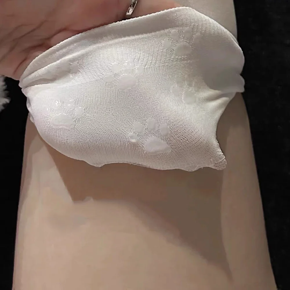 Dehnbare Niedliche Katzenpfoten-Overknee-Strümpfe mit 3D-Silikon-Pfotenpolstern, Kawaii Anime Cosplay Socken für Kostümpartys – Detail 6