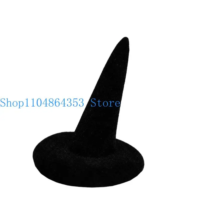 652F Black Flocking Ring Display Stand with Pointed Holder and Integrated Base for Jewelry Counters, Store Showcases, and