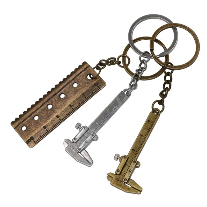 

3Pcs Pocket Vernier Caliper Keyring Metal Vernier Caliper Straight Tooth Keychain Pendant Zinc Alloy Keychain Dropship