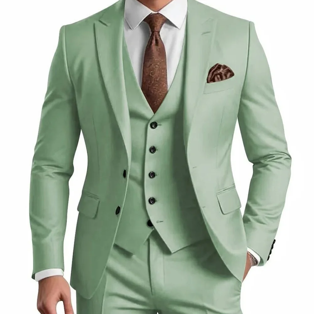 

Elegant Green Mens 3 Piece Suits Slim Fit Tuxedo for Men Wedding Prom Suits Fashion Formal Men's Suit