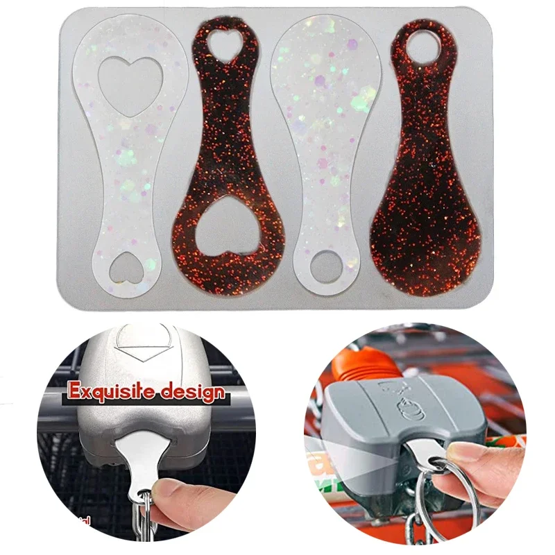 

Key Chain Pendant Mirror Silicone Mold DIY Supermarket Shopping Cart Token Crystal Epoxy Resin Mold