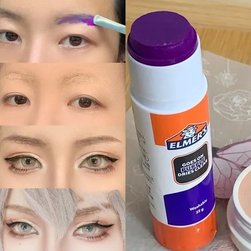 Transparent Solid Glue Stick Color-changing Glue Stick Washable for Handcraft Cosplay Eyebrow Shaping Professional Makeup Tools