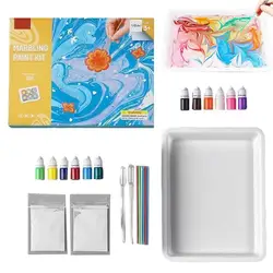 Kids Marbling Paint Kit Craft Supplies Marble Painting For Artist Creative Toys Holiday Gifts For Girls And Boys Ages 6 7 8 9 10