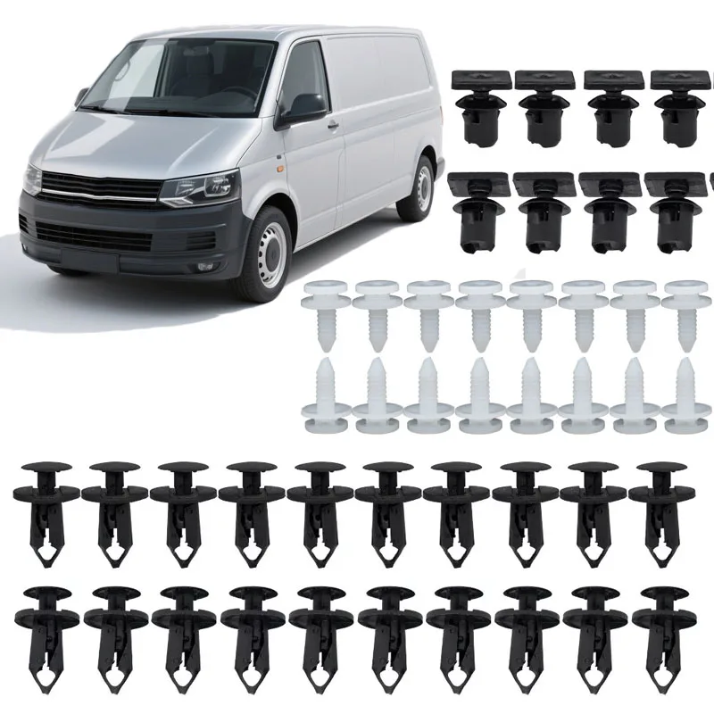 

120PCS For VW Transporter T4 T5 T6 Car Trim Lining Clips Bumper Retainer Auto Engine Undertray Cover Fastener Plastic Push Rivet