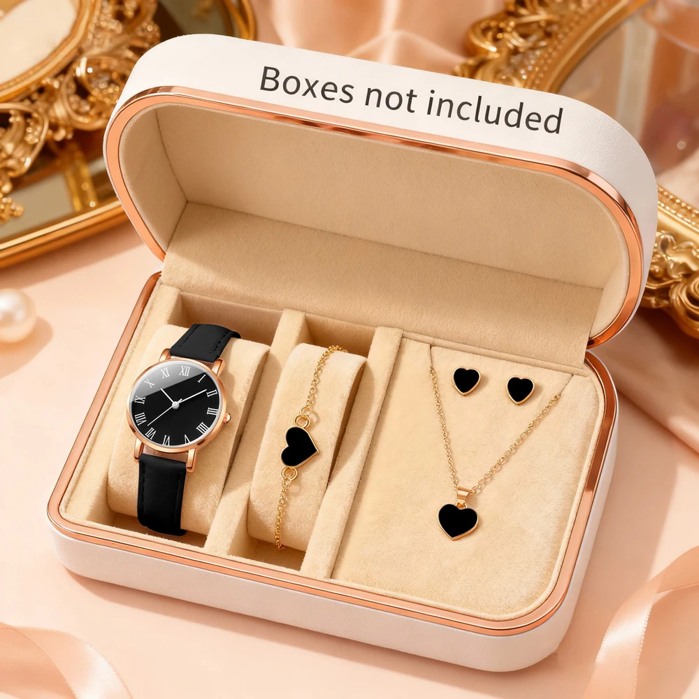 5Pcs Ladies' Elegant Fashion Watch Set, Ideal Gifts For Friends & Family On Valentine's Day, Easter, Ramadan And Birthdays