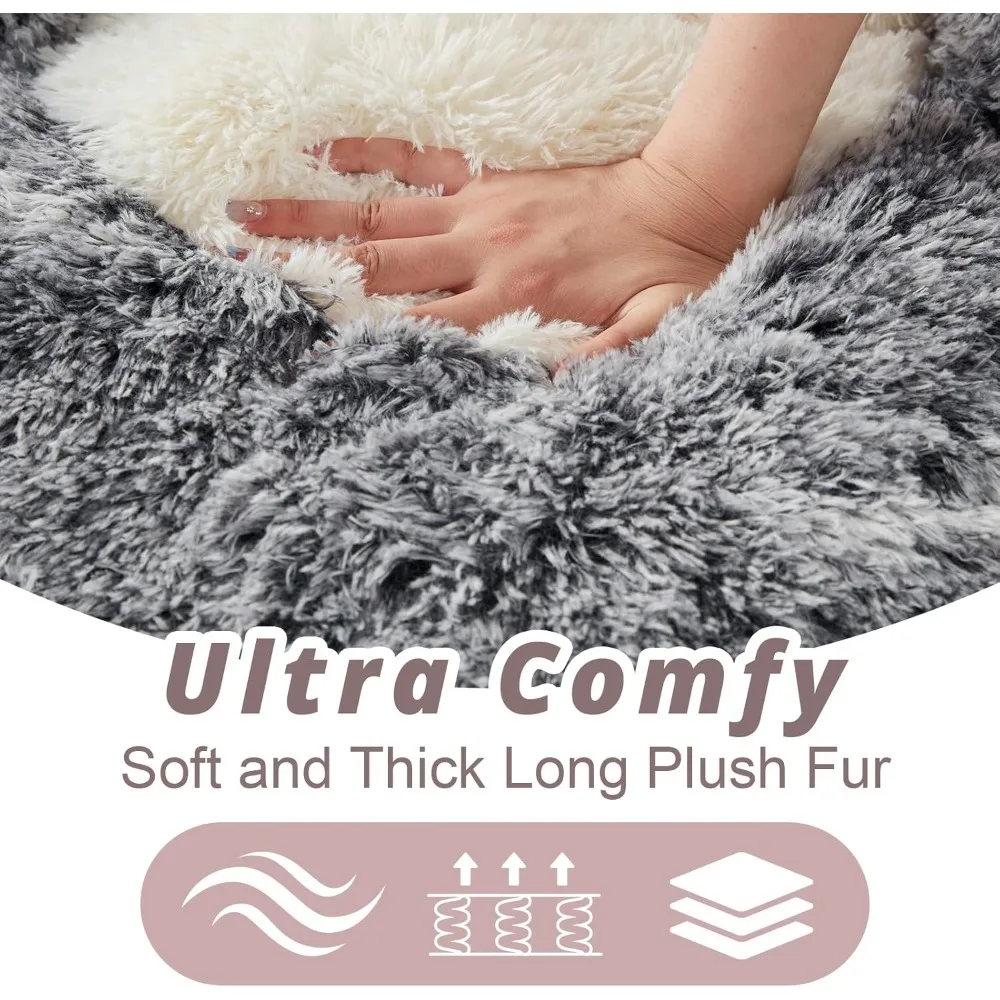 كراسي بين باج من الفرو الصناعي للبالغين والمراهقين، أريكة مريحة على شكل حيوان مع حشو إسفنجي #3