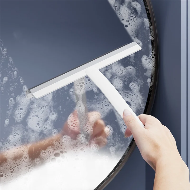 Shower Squeegee Window Glass Wiper Silicone Scraper Cleaner Brush Long Handle Bathroom Mirror Wiper Scraper Cleaning Accessories