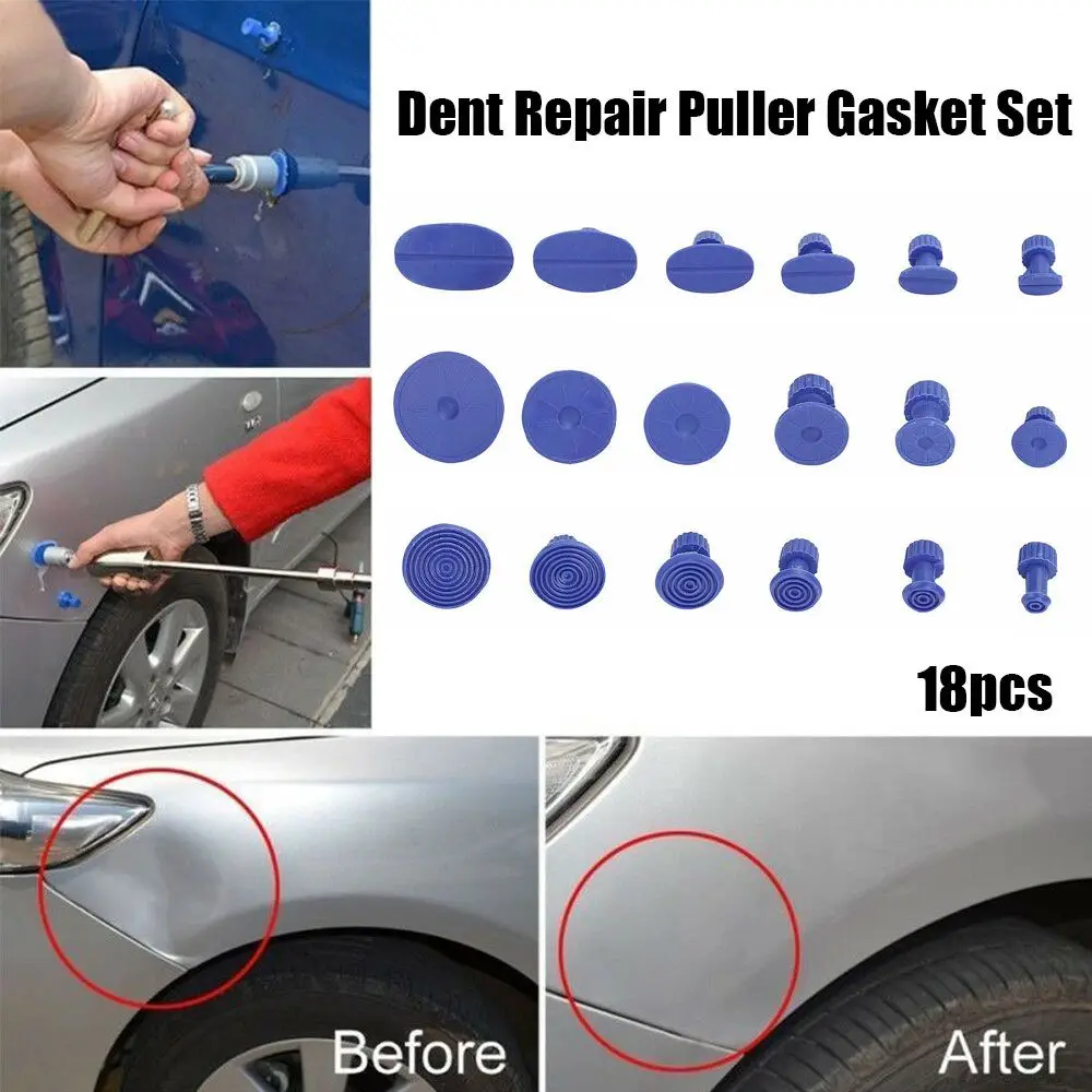 18Pcs/Set Auto Dent Repair Puller Sheet Metal Special Suction Cup Sheet Metal Depression Repair Gasket Set Car Dent Repair