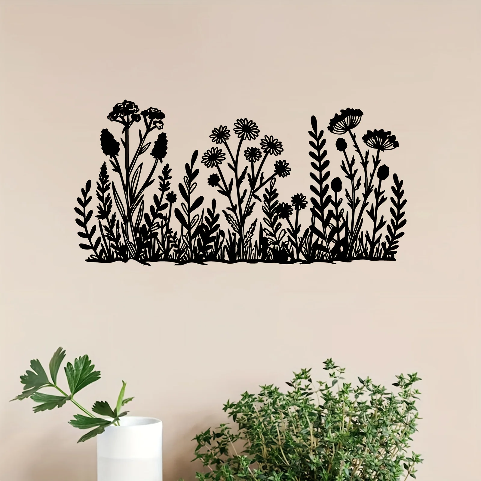 Sculpture murale en métal motif fleurs sauvages, décoration murale en fer résistante à la rouille pour jardin, cour, clôture, décoration naturelle pour la fête des mères, ou l'inauguration de la maison