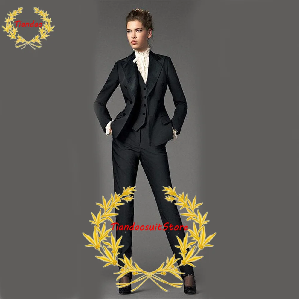 

Women's Suits Formal Business Workwear 3 Piece Double Breasted Jackets Pants Vests Slim Fit Outfits Lady Jackets Set