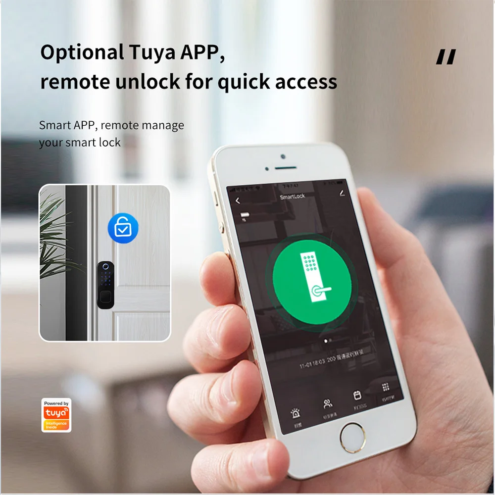 Imagem -05 - Impermeável Keyless Smart Lockkey Double-side Rim Door Lock Impressão Digital Biométrica Códigos de Cartão App Home Gate Exterior Tuya Wi-fi App