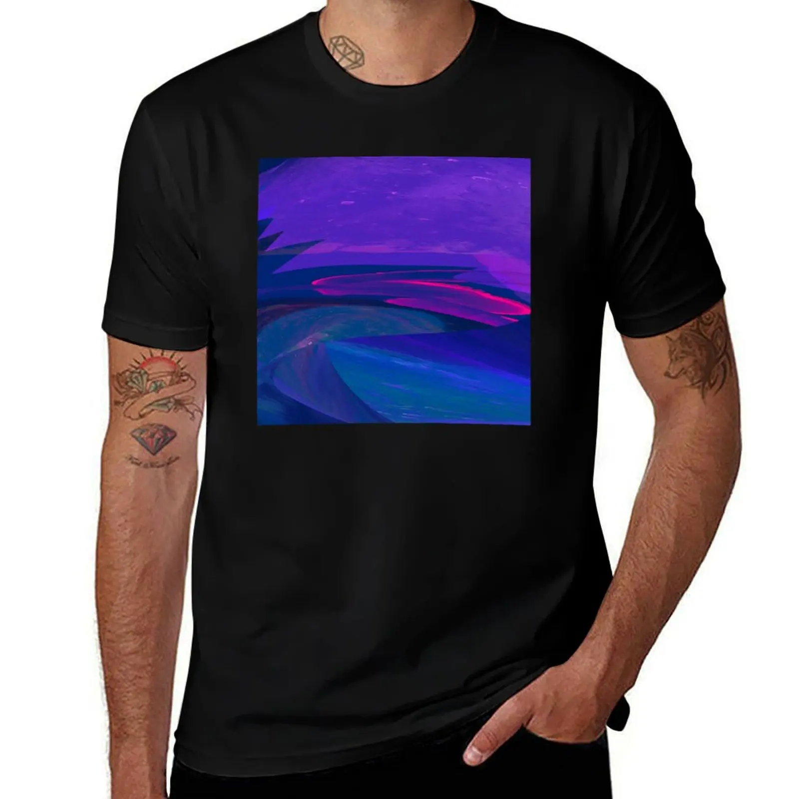 

Blue under sky purple rowboat a T-Shirt Large Size Casual Short Sleeve Top