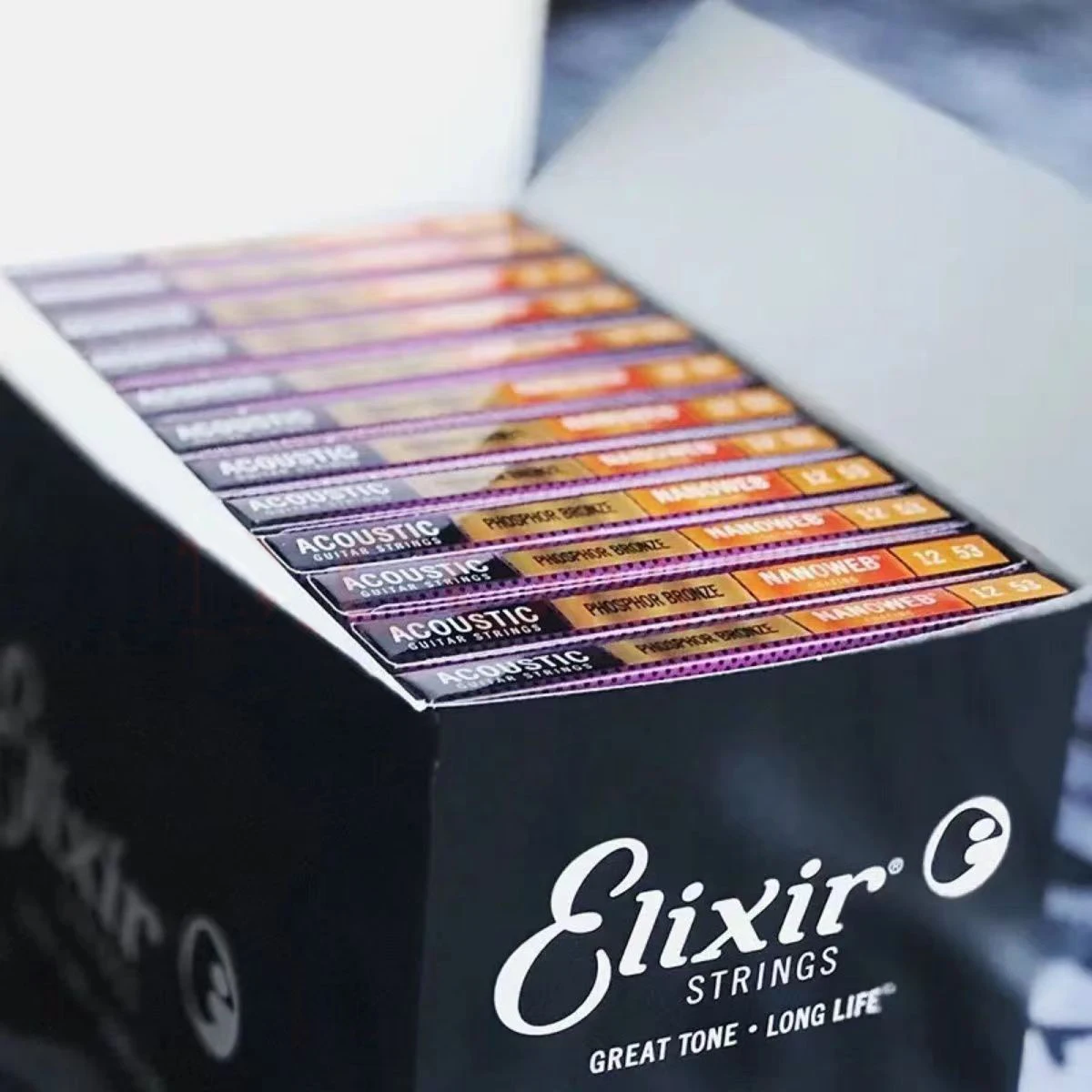 Elixir 12 Packs Acoustic Guitar String Nanoweb Phosphor 16002 16027 16052 16077 16102 For Electric Play Popular Music Rock