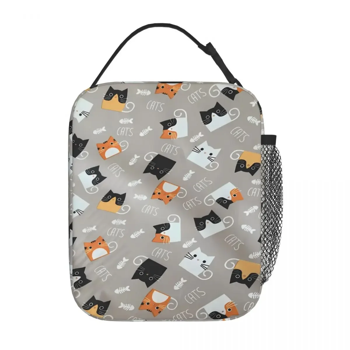 Lunch Bag Grey Cat Insulated Lunch Box For Men Animal Picnic Cooler Bag Vintage Oxford Thermal Tote Handbags