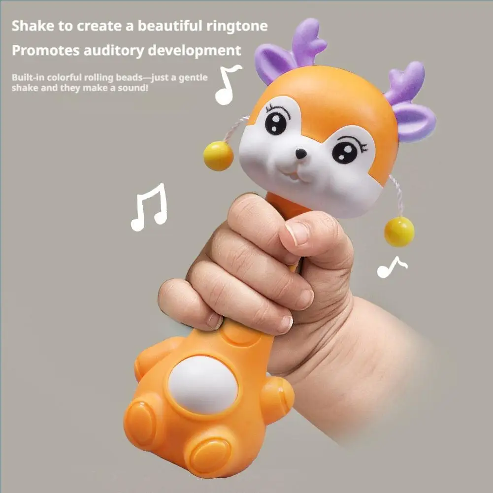 Chocalho de Mão para Bebê, Brinquedo Educacional Sensorial para Recém-Nascidos, Presente para Bebê, Chocalho de Mão de Plástico com Som Suave para Desenvolvimento Precoce