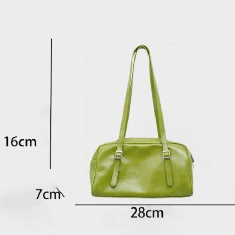 حقائب كتف ركاب خضراء للنساء 2025 حقائب يد فاخرة مصممة لون نقي حقيبة كاجوال سعة كبيرة وسادة حقيبة تحت الإبط #6