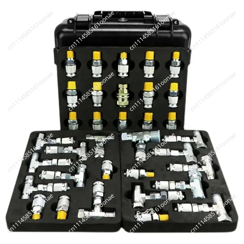 20 joints 14 tees Excavator Pressure Test Tee Pilot Distribution Valve Travel Hydraulic Maintenance Pressure Gauge Adapter Kit