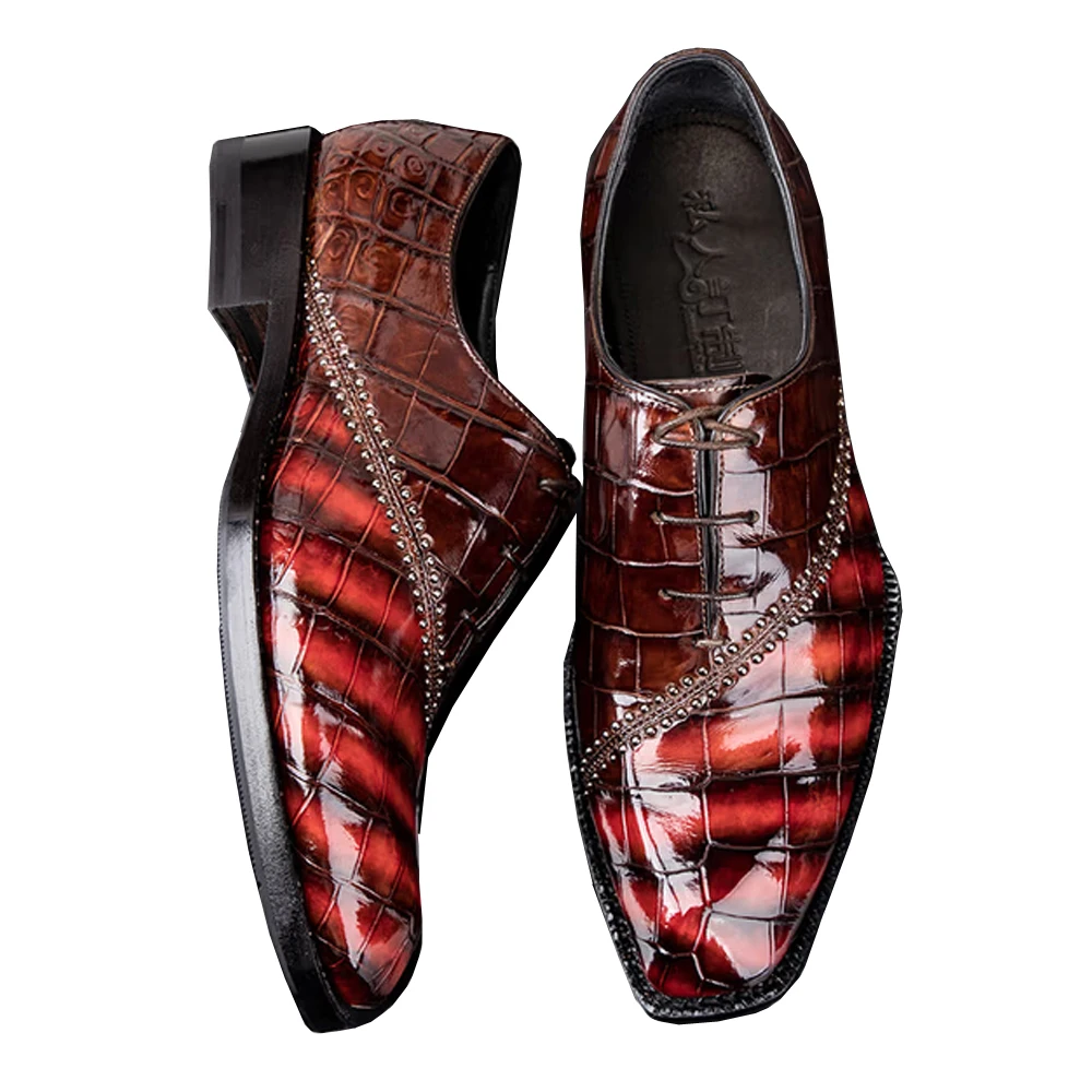 

Yinshang, Новое поступление, обувь из крокодиловой кожи, деловая мужская официальная обувь, двухцветная мужская обувь в британском стиле