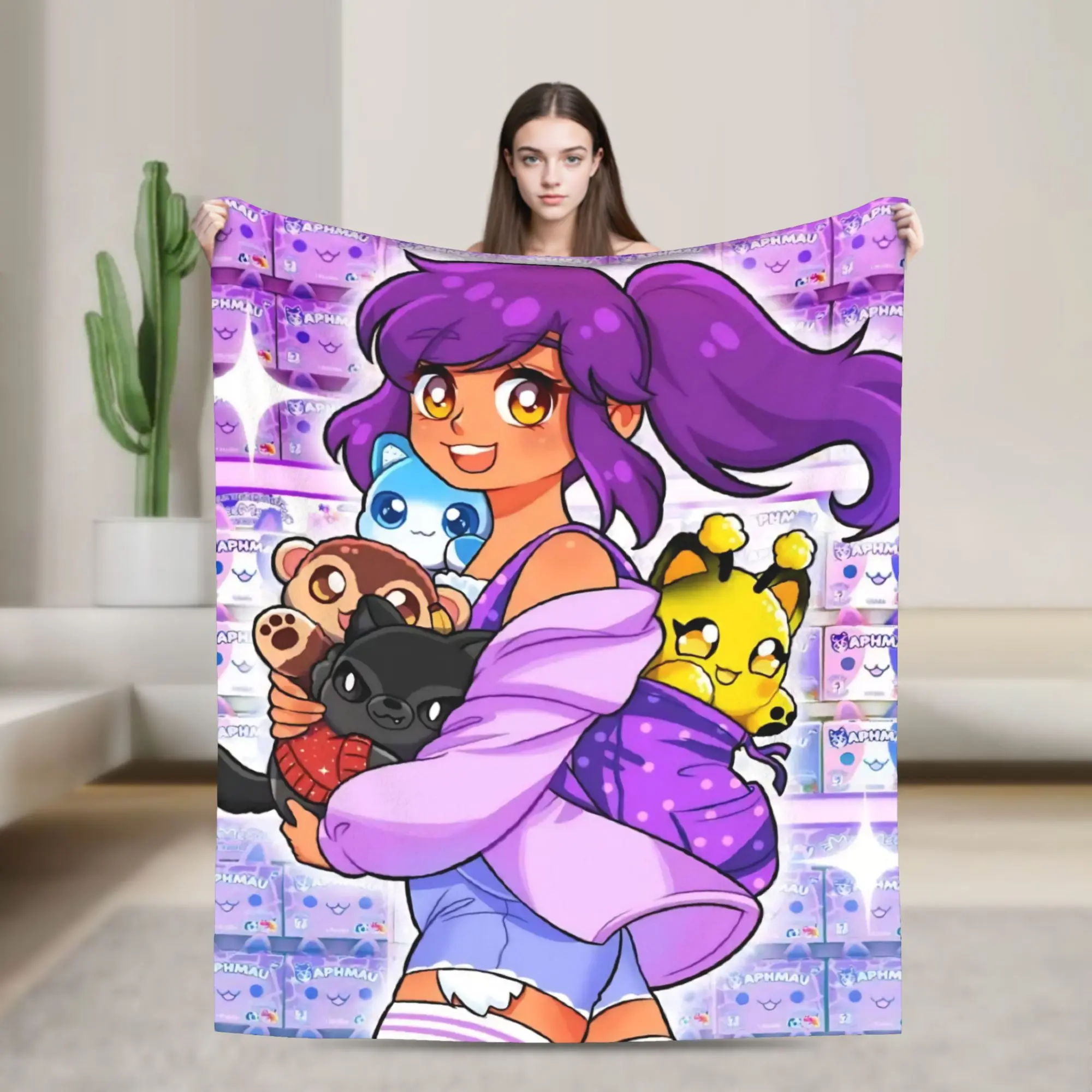 A-Aphmau Cartoon Merch Blanket Ultra Soft  Throw Blankets for Living Room 50x60 Inches Multiple Sizes Bedding Throws