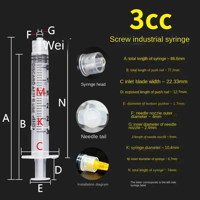 3 ML,5 ML,10 ML,20 ML,30ML,50ML,100ML 200ML Syringe Without Needle Screw Storage Crimp Dispensing Lock syringe