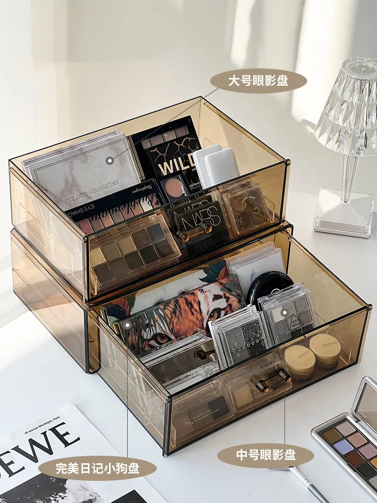 Transparent Drawer Makeup Organizer Cosmetics Eyeshadow Palette Organizer Acrylic Makeup Storage Box Brush Lipstick Holder