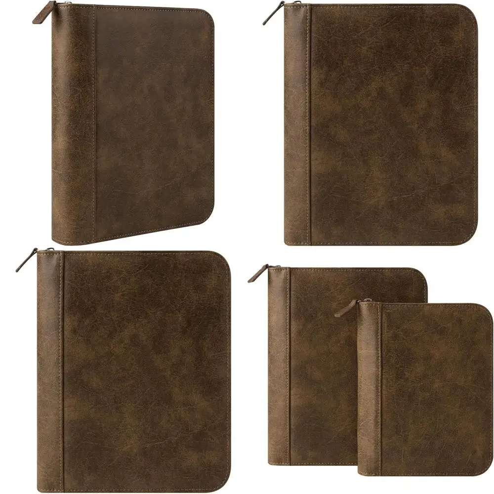 

Classic Brown Zippered Leather-Bound Organizer Planner