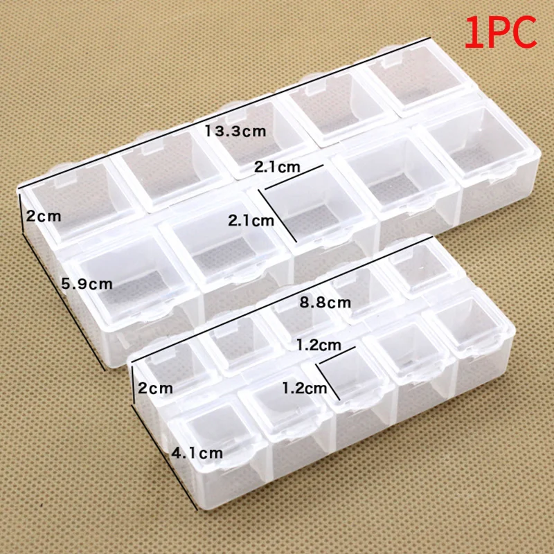 #1PC 10 Grid Plastic Rectangular Compartment Storage Box Earrings Jewelry Bead Box Container Display Storage Box