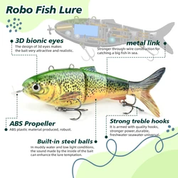 1PCS 4-section 130mm/42g propeller automatic swimming USB charging electronic fishing lure robot bait for fishing