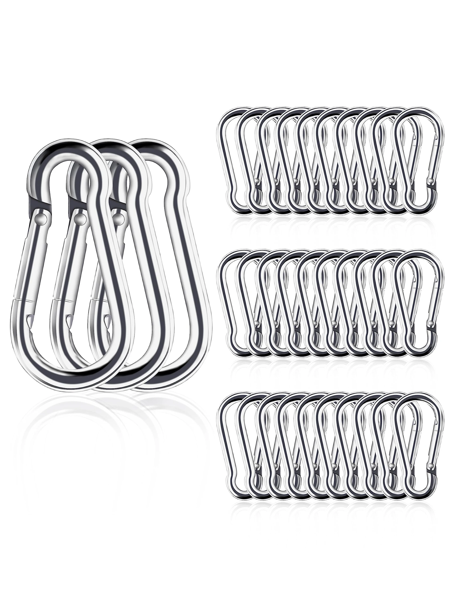 

Small Carabiner Spring Snap Hook, 30PCS Mini Carabiners Clips, Stainless Steel, Heavy Duty, Locking Carribenares, 1.5 in