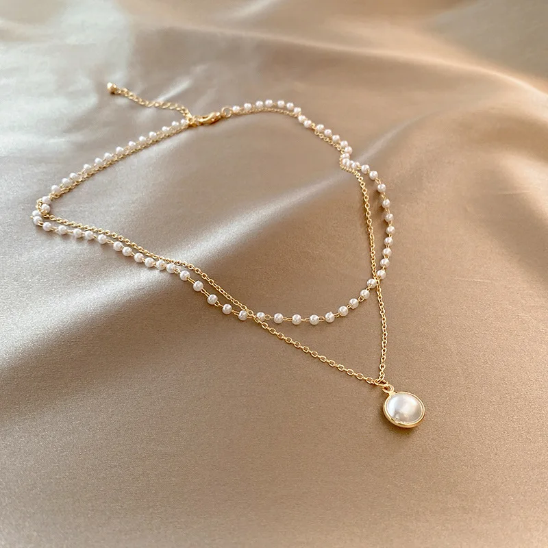 

Double-layer Stacked Pearl New Light Luxury Niche Design Retro Collarbone Neck Chain