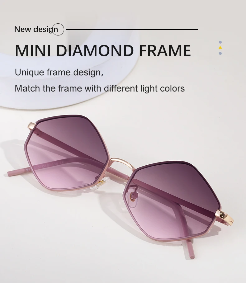 Kleine Rahmen Hexagon Punk Sonnenbrille Frauen 2026 Luxus Marke Vintage Retro Polygon Sonnenbrille Für Damen UV400 Schutz Shades – Detail 5
