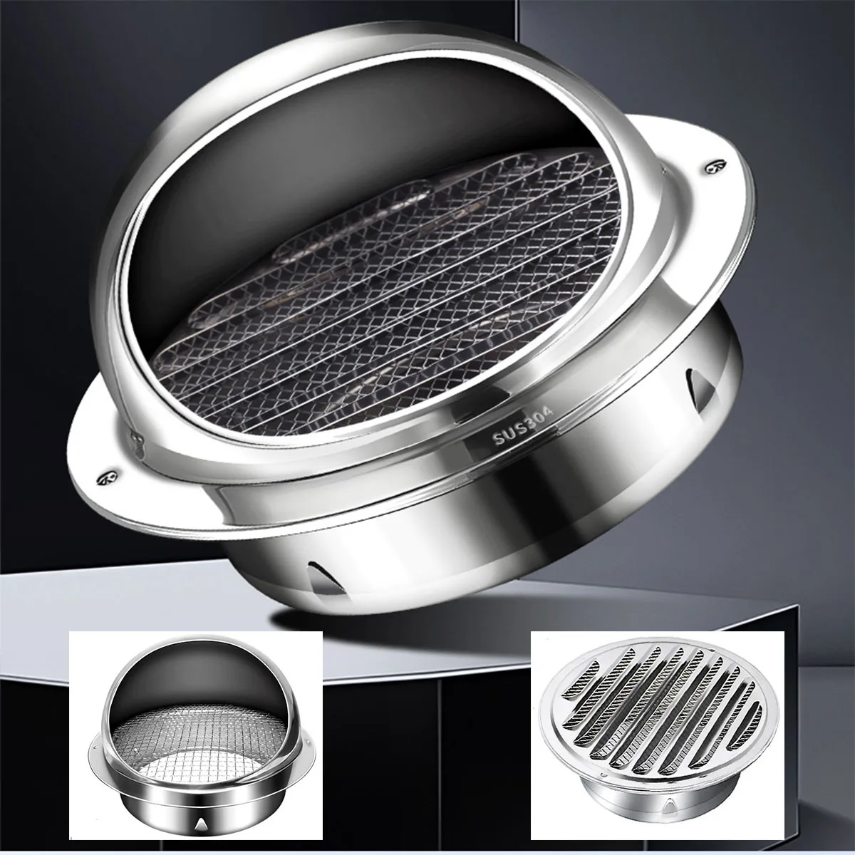 70/80/100/150MM Stainless Steel Wind Hood, Rainproof Cap, Air Outlet Rain Cover, Exhaust Hood, Ventilation Cap, Air Vent Cover