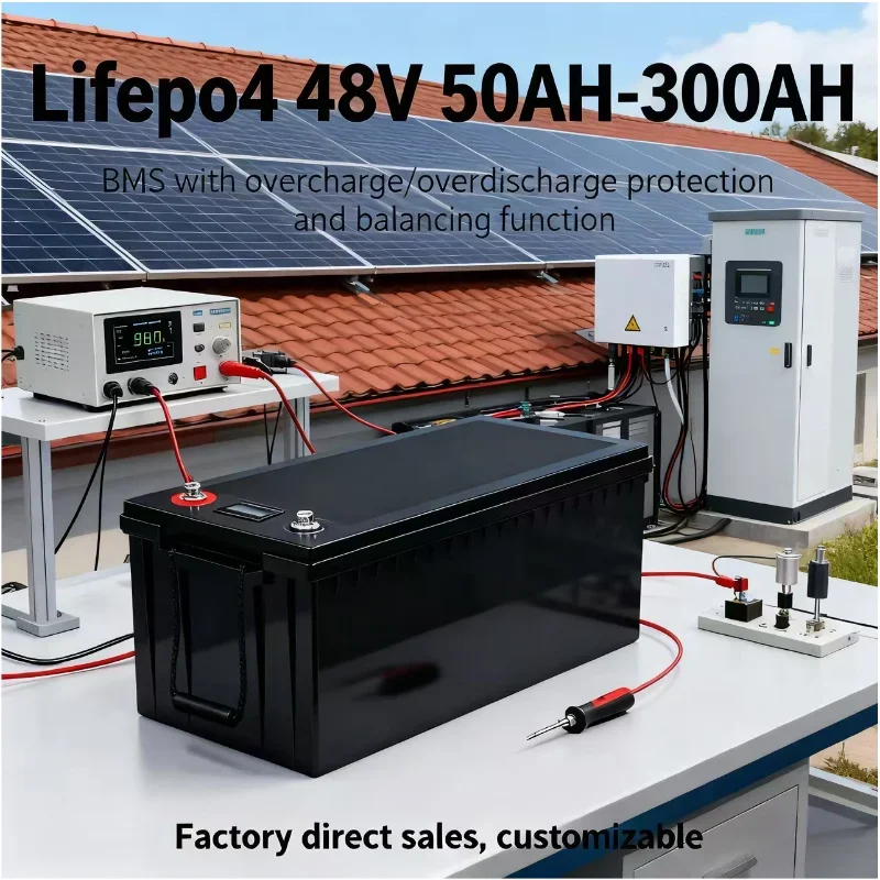 حزمة بطارية LiFePO4 48 فولت 50/100/150/200/300 أمبير - مراقبة بلوتوث، دورة عميقة، متوافقة مع 3000 وات/5000 وات/6000 وات Solar I