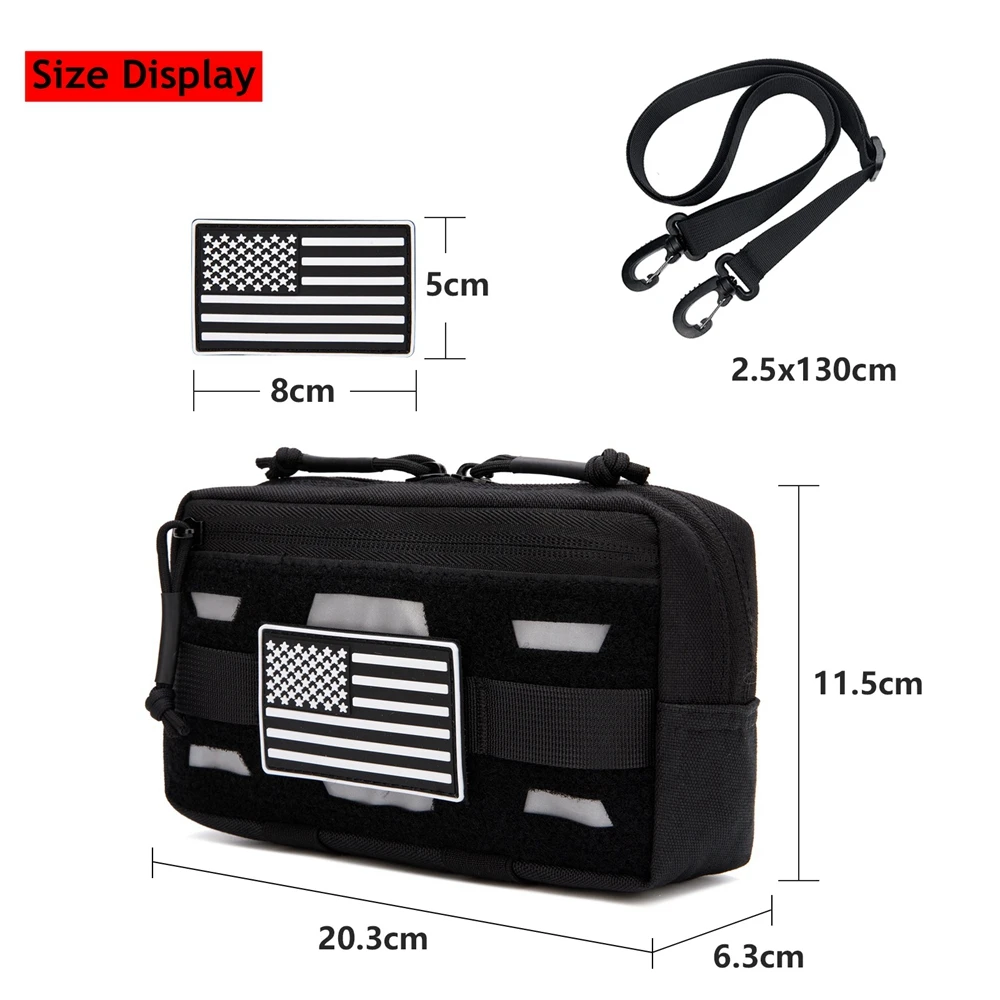 Tactical Molle Management Bag, Compact and Practical EDC Toolkit, Shoulder Strap, Nylon Belt, Badge Waist Bag