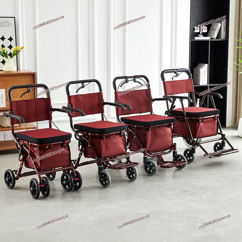 المحمولة المسنين عربة الطاقة سكوتر اليد دفع عربة التسوق التسوق عربة المسنين أربع عجلات