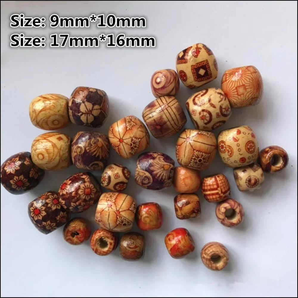 100pcs 10mm/17mm Printed Wooden Beads