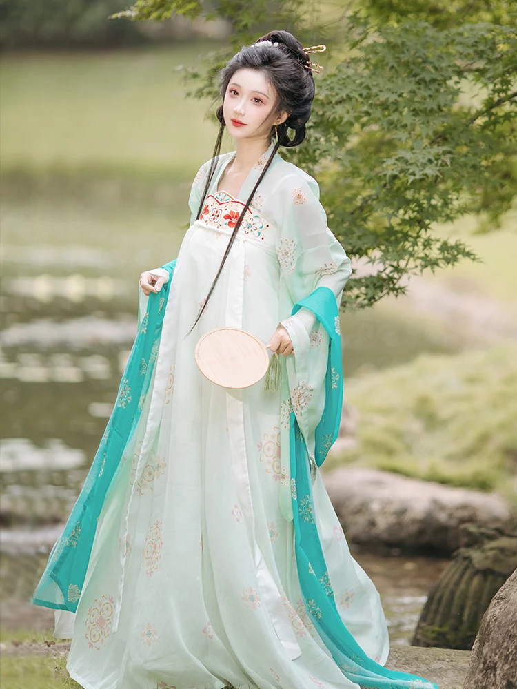 

Original Qi Yue Jin Zui eng Hua Chest-Length Tang Dynas Sle Hanfu Women's Skirt High Waist X-ape Polyester Fiber