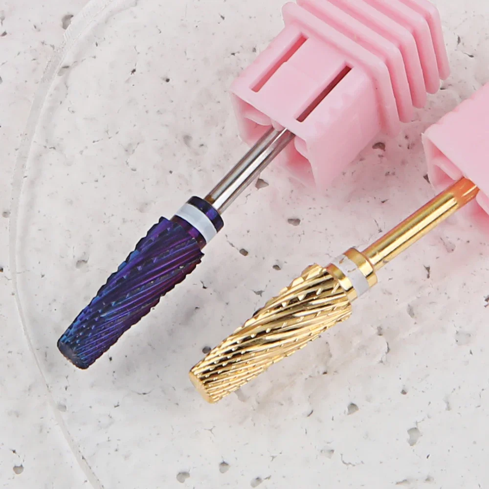 

5 in 1 Nail Bit Carbide Milling Nail Drill Polishing Sanding Grind Head For Manicure Gold/ Purple