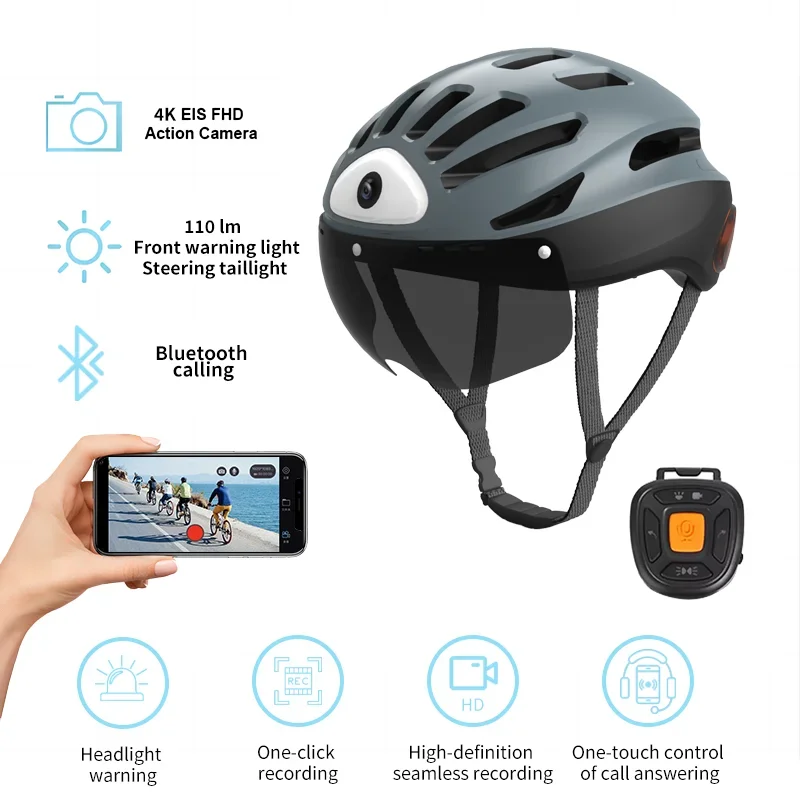 Front Helmet Hd 4K Action Camera Bicycle Mtb Women'S Bike With Smart Light Adult Cycling For Girl Full Motorcycle Headset Back