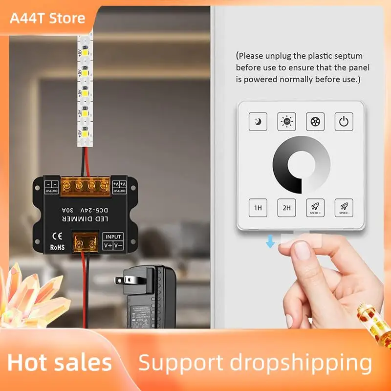 

A44T RF Wireless Wall- Mounted Touch Panel Dimmer Control RF Wireless Dimmer Control Kit For DC5-24V 30A