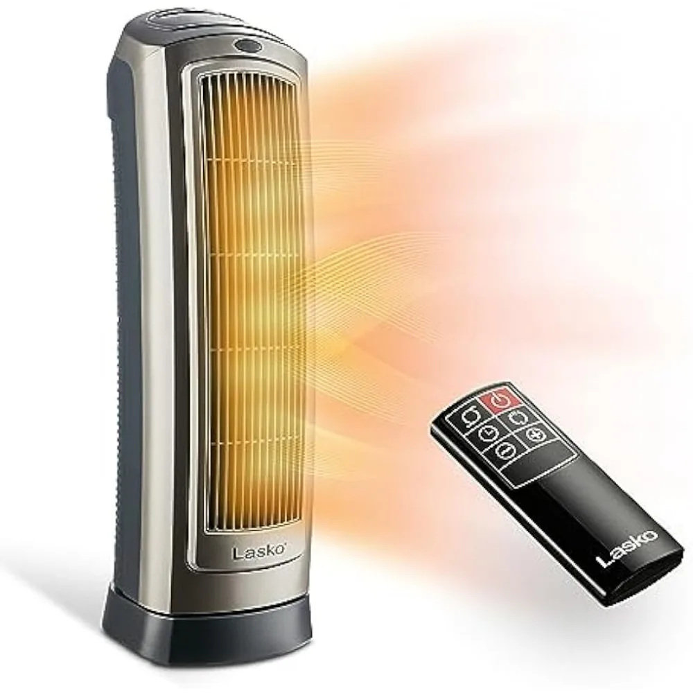 Oscillating Digital Ceramic Tower Heater for Home with Adjustable Thermostat, Timer and Remote Control, 23 Inches, 1500W