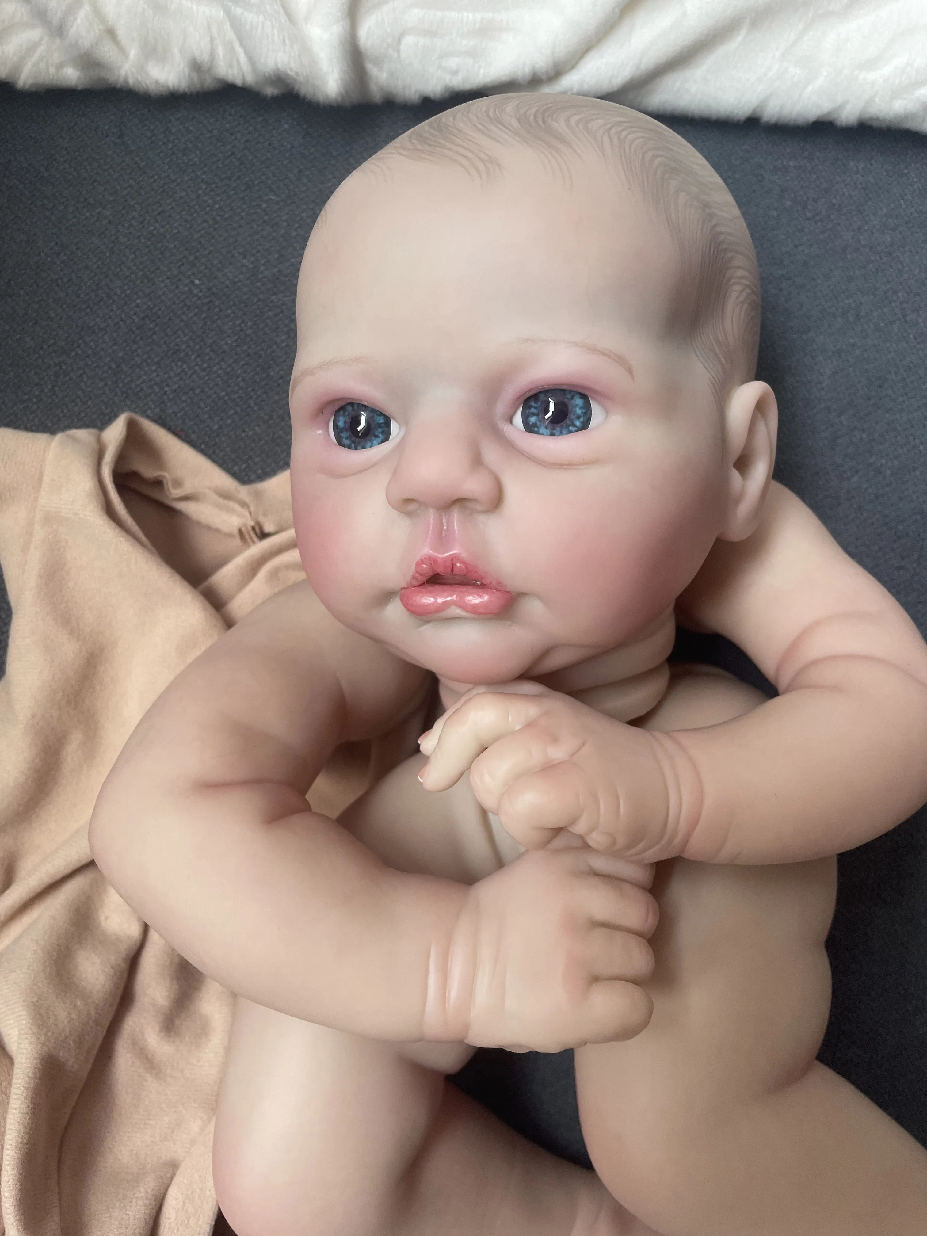

Evi Reborn Doll Kit 19inch Lifelike Unfinished Soft Touch Multiple Layers Painting Doll Parts Visible Veins Hand Painted Hair