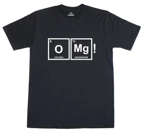 Omg Tabla Periódica Ciencia Geek Corte Normal Divertido Hombre Camiseta