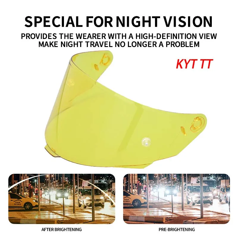 

Helmet Visor for KYT TT COURSE TTC VESC-8 KYT R2R Lens Night Vision Visor yellow Replace Anti-UV Anti-Scratch Dustproof