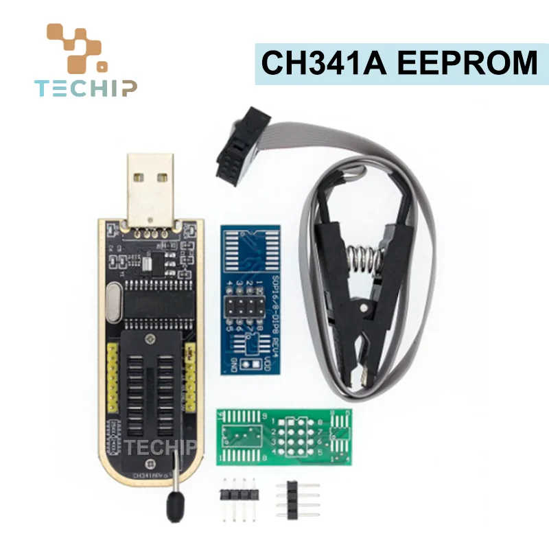 CH341A EEPROM Flash BIOS USB Programmer Module（24 25 Series）+ SOIC8 SOP8 Test Clip For EEPROM 93CXX / 25CXX / 24CXX