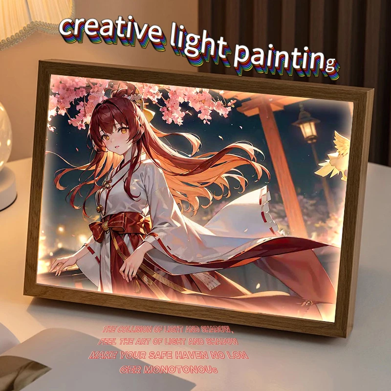 

Creative Lamp Painting Acrylic Japanese Kimono Trend Fashion Illuminate Dark Art Decoration Night Light Photo Frame Tablesetting