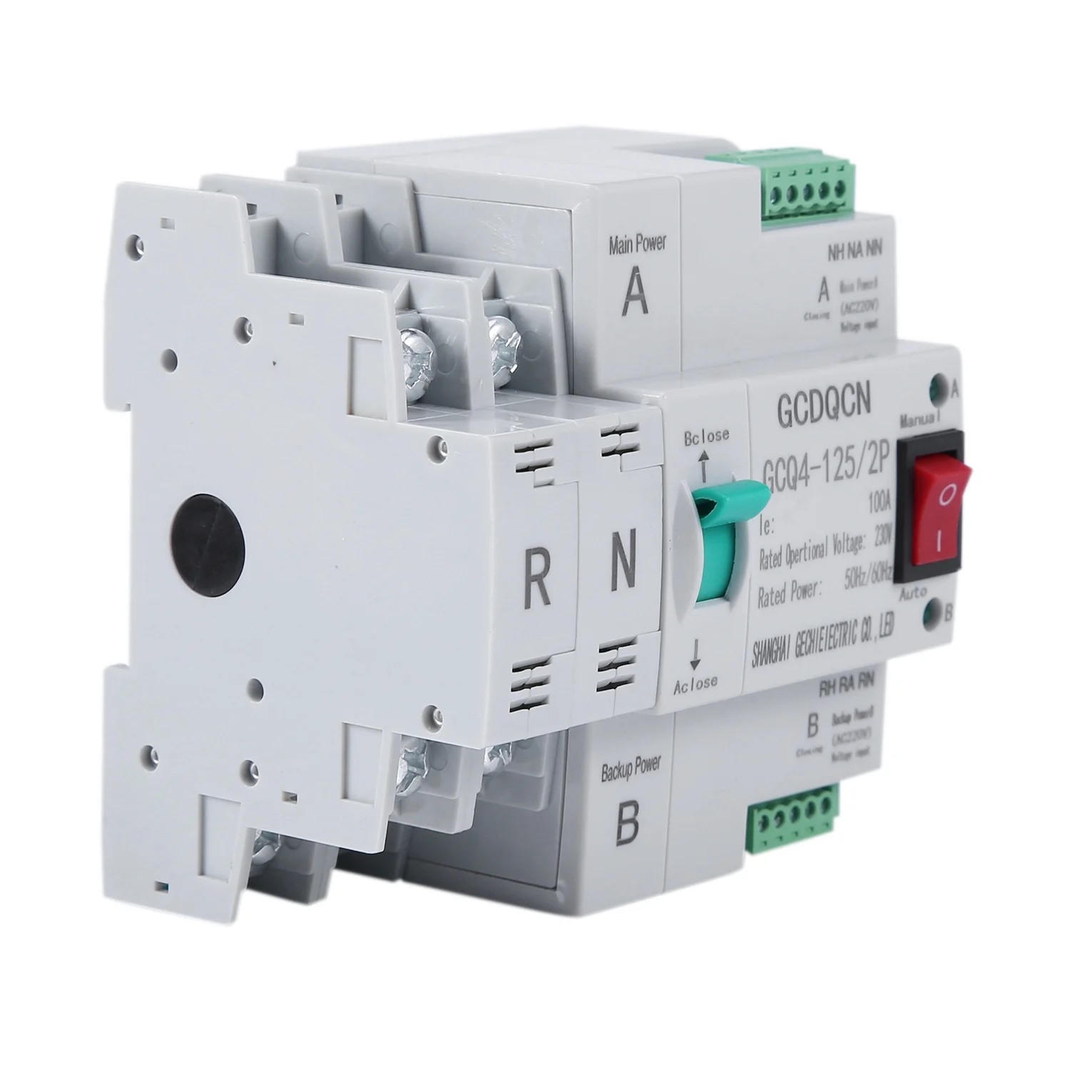 Dual-Power Automatic Transfer Switch 2P 100A Household 35mm Rail Installation